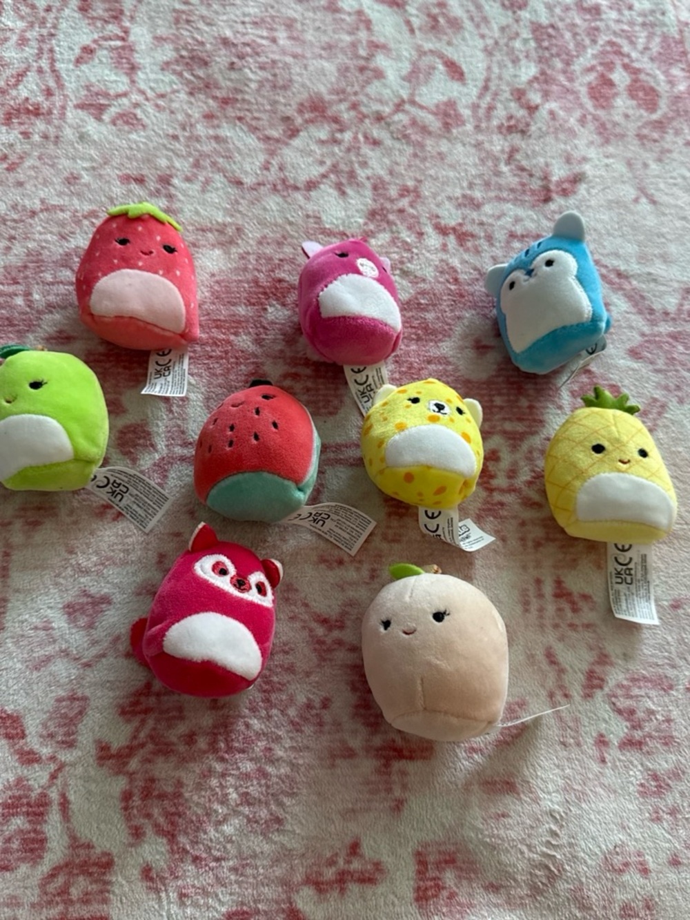 Squishmallows Mini Plush Set - Pink, Yellow, Green, Blue, Red, Peach